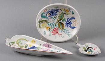 SKÅLFAT, 3 st, fajans, Stig Lindberg, Gustavsberg. Målarsign bla Giovanni Pugno.