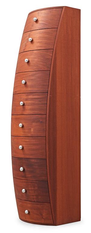 A Jonas Lindvall 'Belly Up' mahogany chest of drawers, for David Design, Sweden.