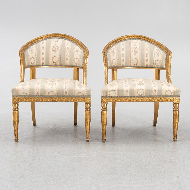 A pair of late Gustaivan style armchairs, 19th century.