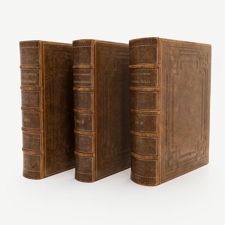 Bibliofilupplagan 3 volymer av von Wright: Svenska fåglar.