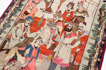 Carpet, Figural Keshan, approx. 200 x 130 cm.