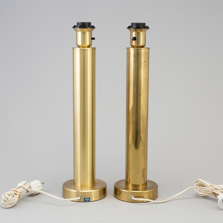 A pair of brass table lamps, second half of the 20th century.