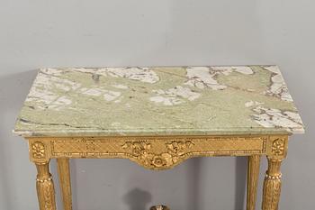 SPEGEL MED KONSOLBORD, gustaviansk stil, 1900-talets första hälft.