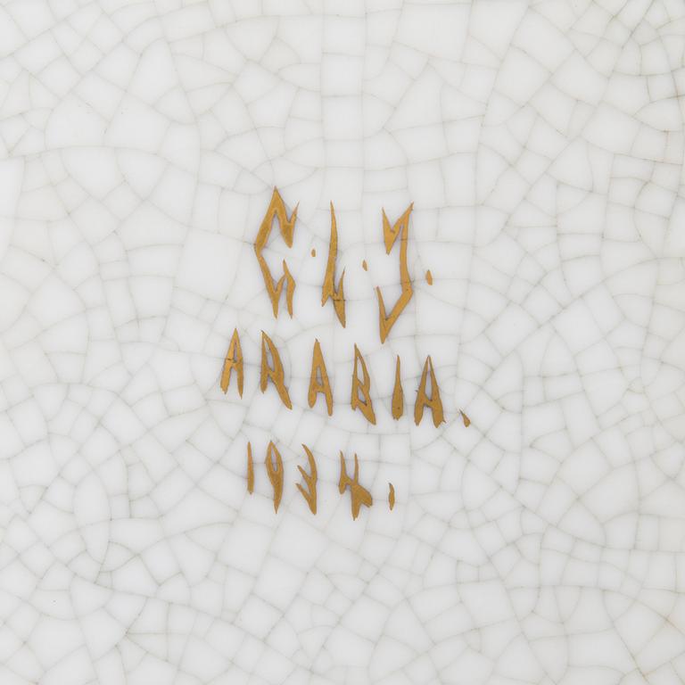 GRETA LISA JÄDERHOLM-SNELLMAN, KERAMIKFAT. Fiskar. Sign. GLJ Arabia 1934.