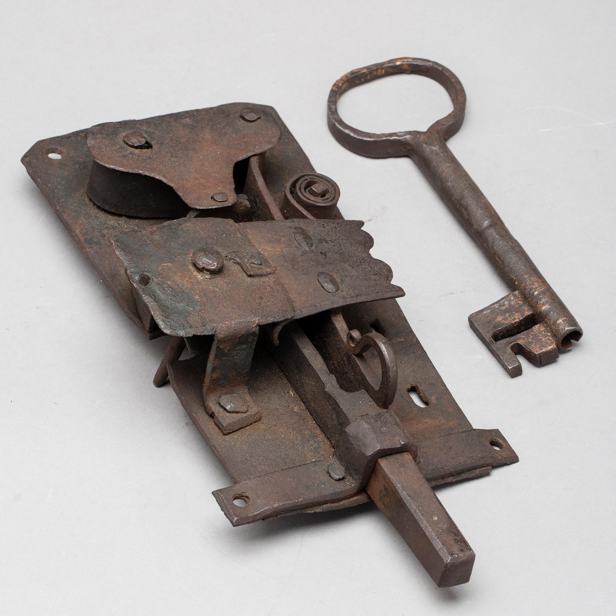 LOCK, with key, iron, 1800/1900th century,