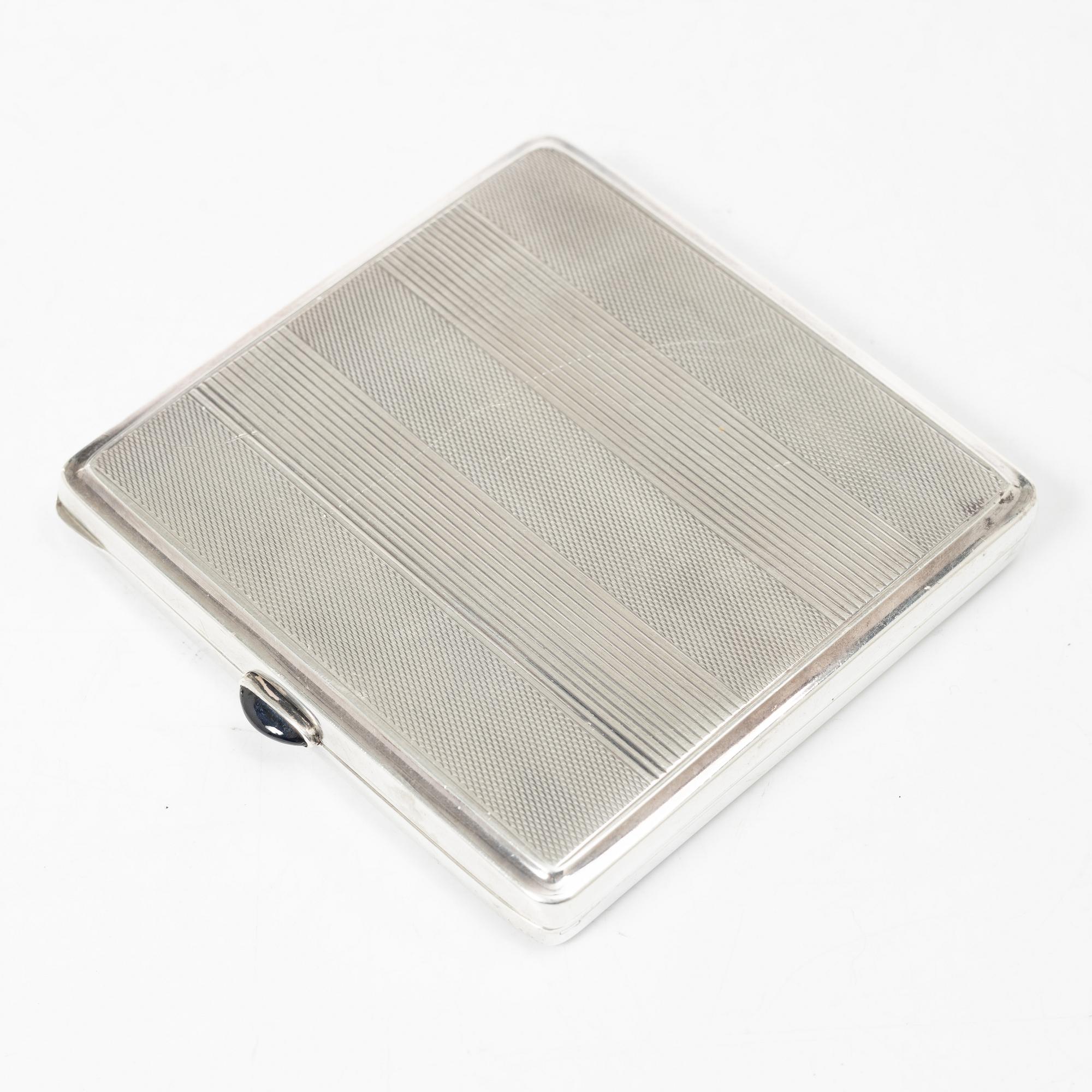 Bowl and cigarette case, silver, with accompanying nickel silver jug.