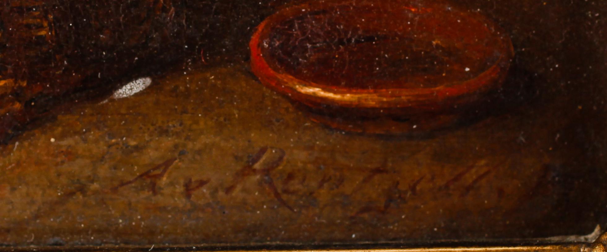 AUGUST VON RENTZELL, olja på pannå, signerad.