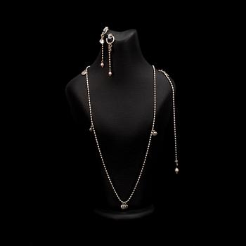 HÄNGSMYCKE samt ÖRHÄNG, "Linnea Borealis", sterling silver, Kirsti Doukas, Kalevala Koru, Helsingfors 2000-tal.