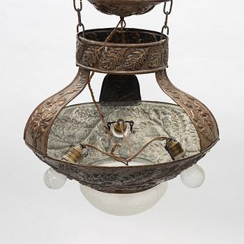 An Art Nouveau ceiling lamp, early 20th Century.