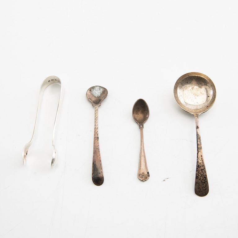 George Boot sockerskålar 1 par med skedar och tång silver Birmingham 1937.