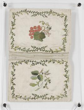 PLÅNBOK, sidenbroderi, 1700-tal.