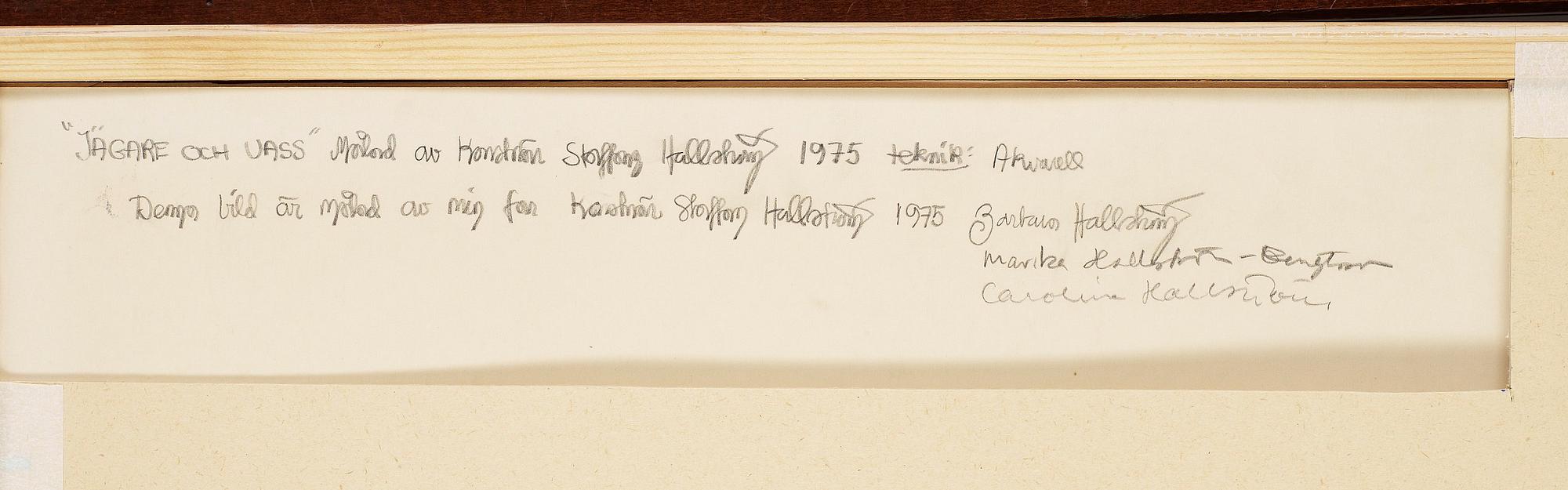 STAFFAN HALLSTRÖM, akvarell. Utförd 1975.