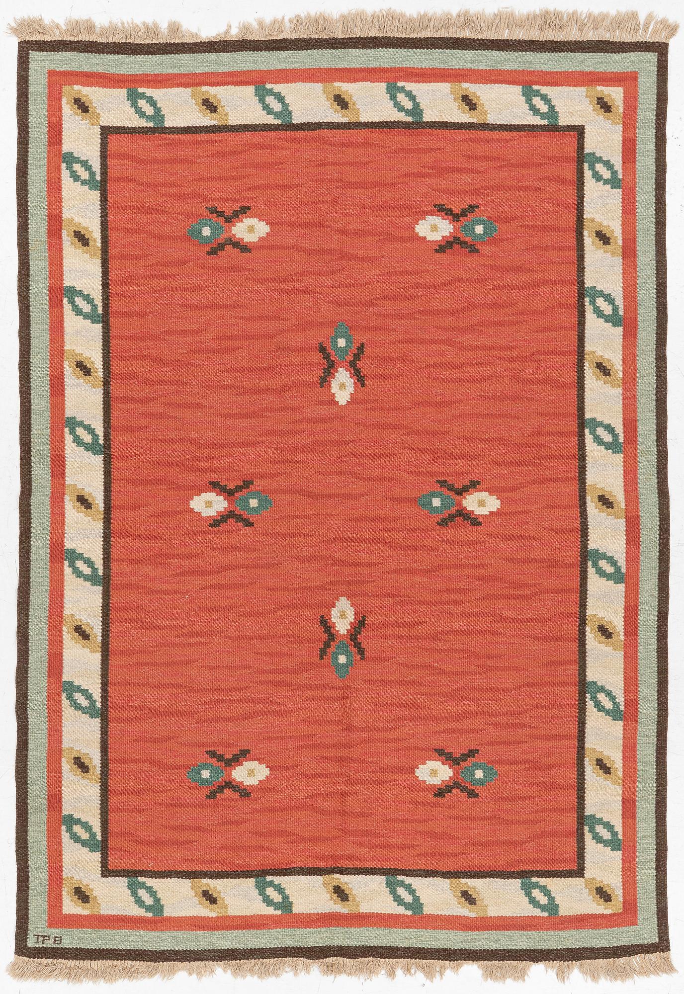 Polly Björkman, workshop, flat weave, signed TPB, approx. 248 x 174 cm.
