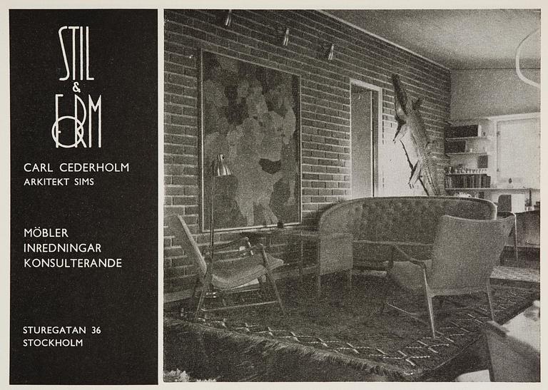 Carl Cederholm, a Swedish Modern armchair, Stil & Form, Stockholm, 1940s-50s.