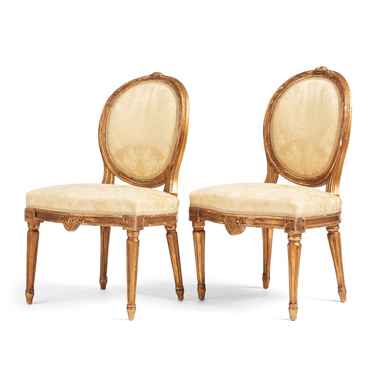 A pair of Gustavian chairs, Stockholm, second part of the 18th century.