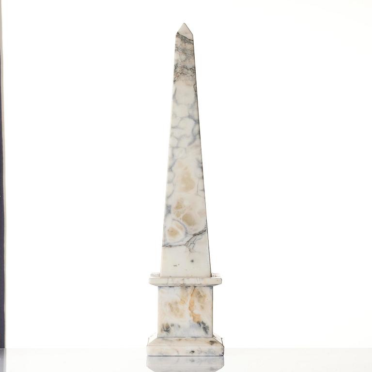 A Italian white marble obelisk, 20th century.
