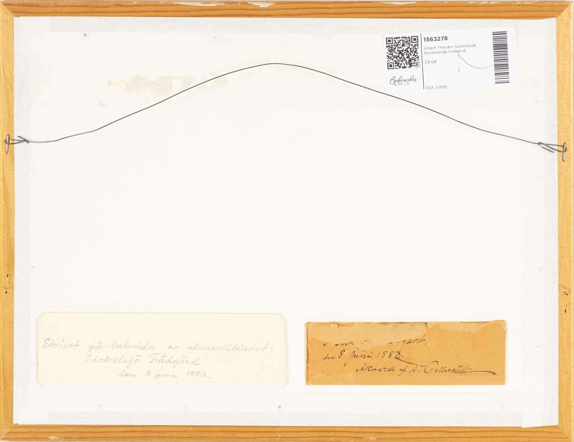 Albert Theodor Gellerstedt, Blommande trädgård. (Enligt uppgift från Sickelsjö, Västmanland).