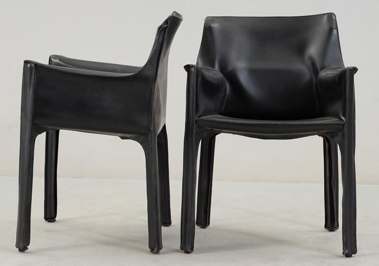 KARMSTOLAR, ett par, "CAB", Mario Bellini, Cassina, Italien. Modellen formgiven 1977.