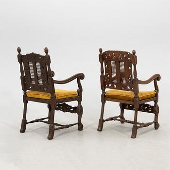 Armchairs, a pair in Baroque style, first half of the 20th century.