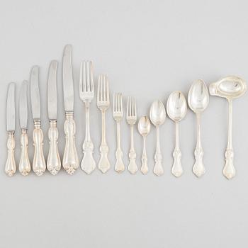 A Swedish silver cutlery, model Olga, mostly GAB and CG Hallberg, some Stockholm 1954 (123 pieces).