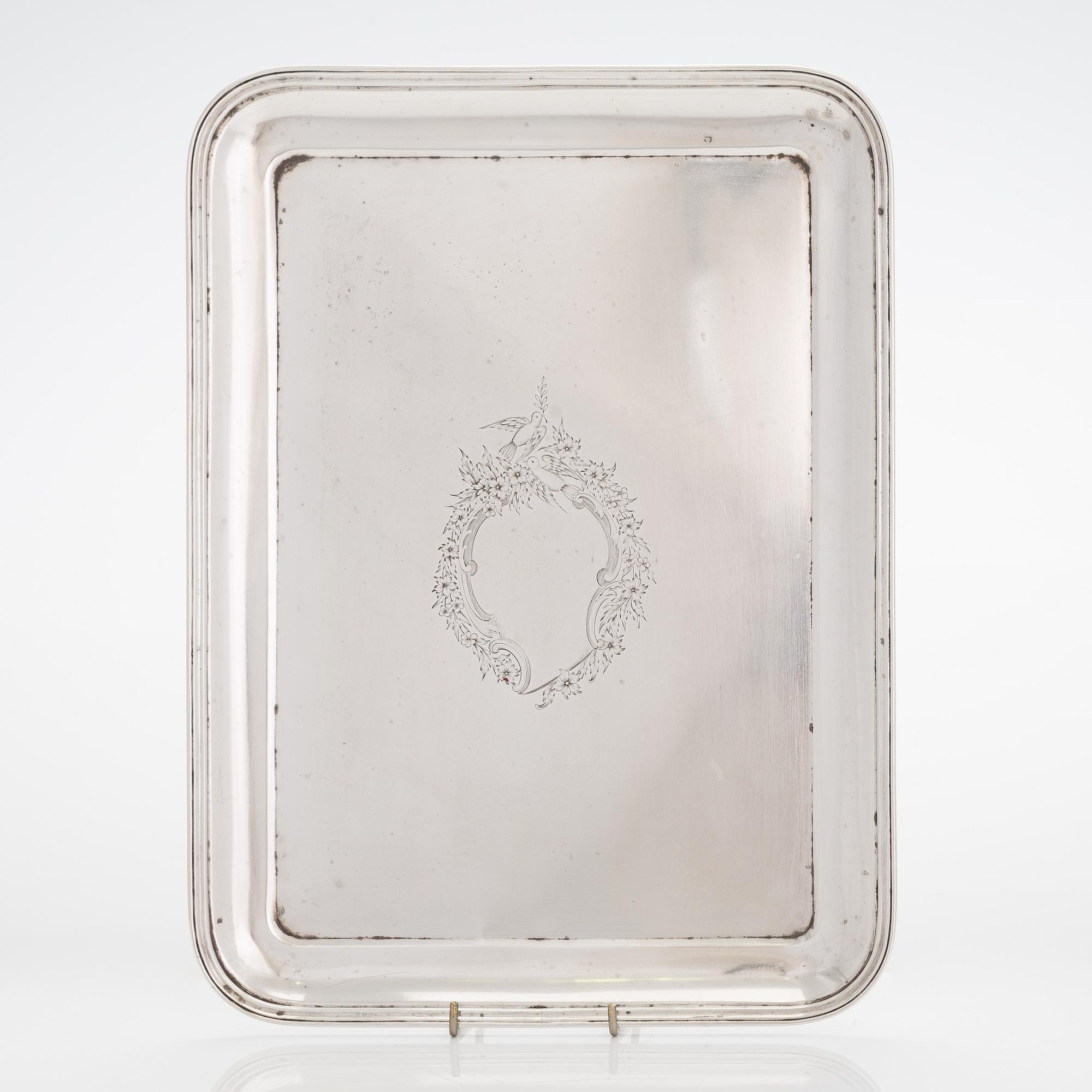 Ovchinnikov, bricka, silver, bär hovleverantörsstämpel, S:t Petersburg, 1908-17.