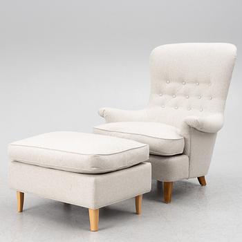Carl Malmsten, an armchair with footstool, "Solo", second half of the 20th century.