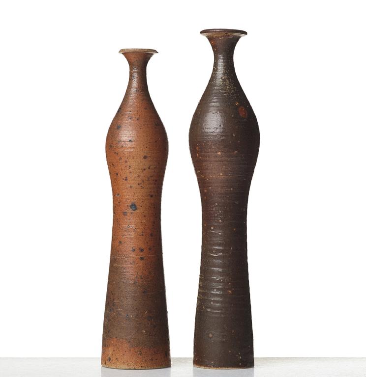 Kyllikki Salmenhaara, two stoneware vases, Arabia, Finland, 1950's.