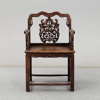 A Chinese hardwood chair, 20th Century.