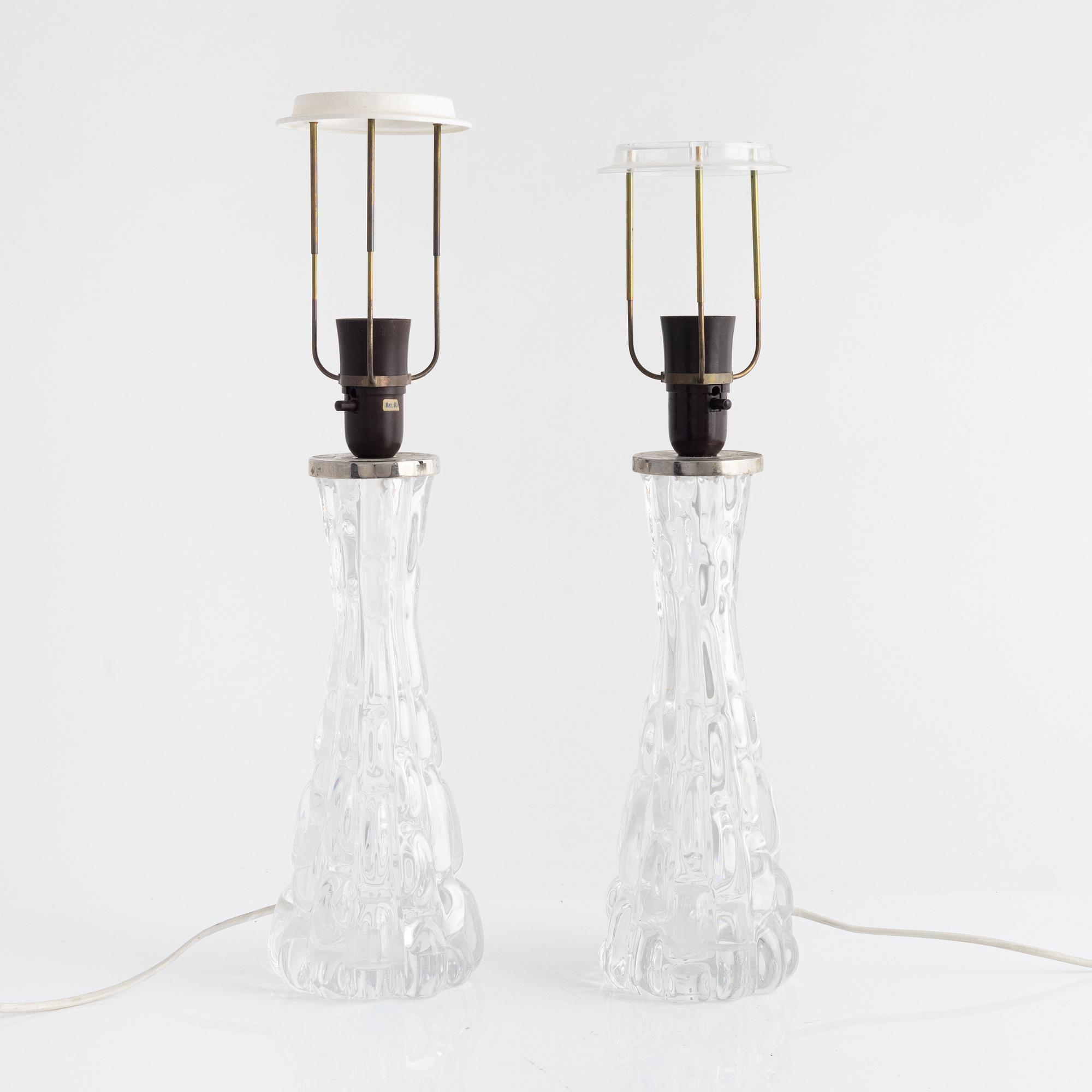 Carl Fagerlund, a pair of Orrefors Glass Table Lights.