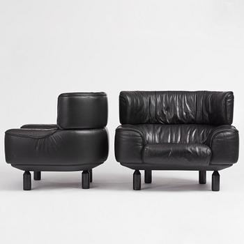 Gianfranco Frattini, a pair of "Bull Chair" easy chairs, Cassina, Italy post 1987.