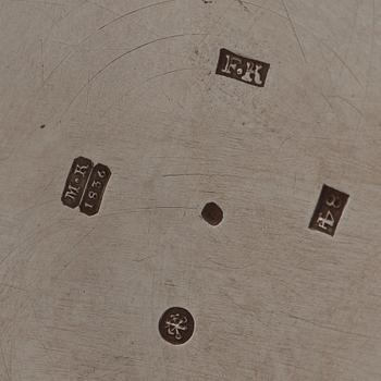 TE- OCH KAFFESERVIS, 5 delar, silver, icke identifierad mästarstämpel FK, S:t Petersburg 1837.