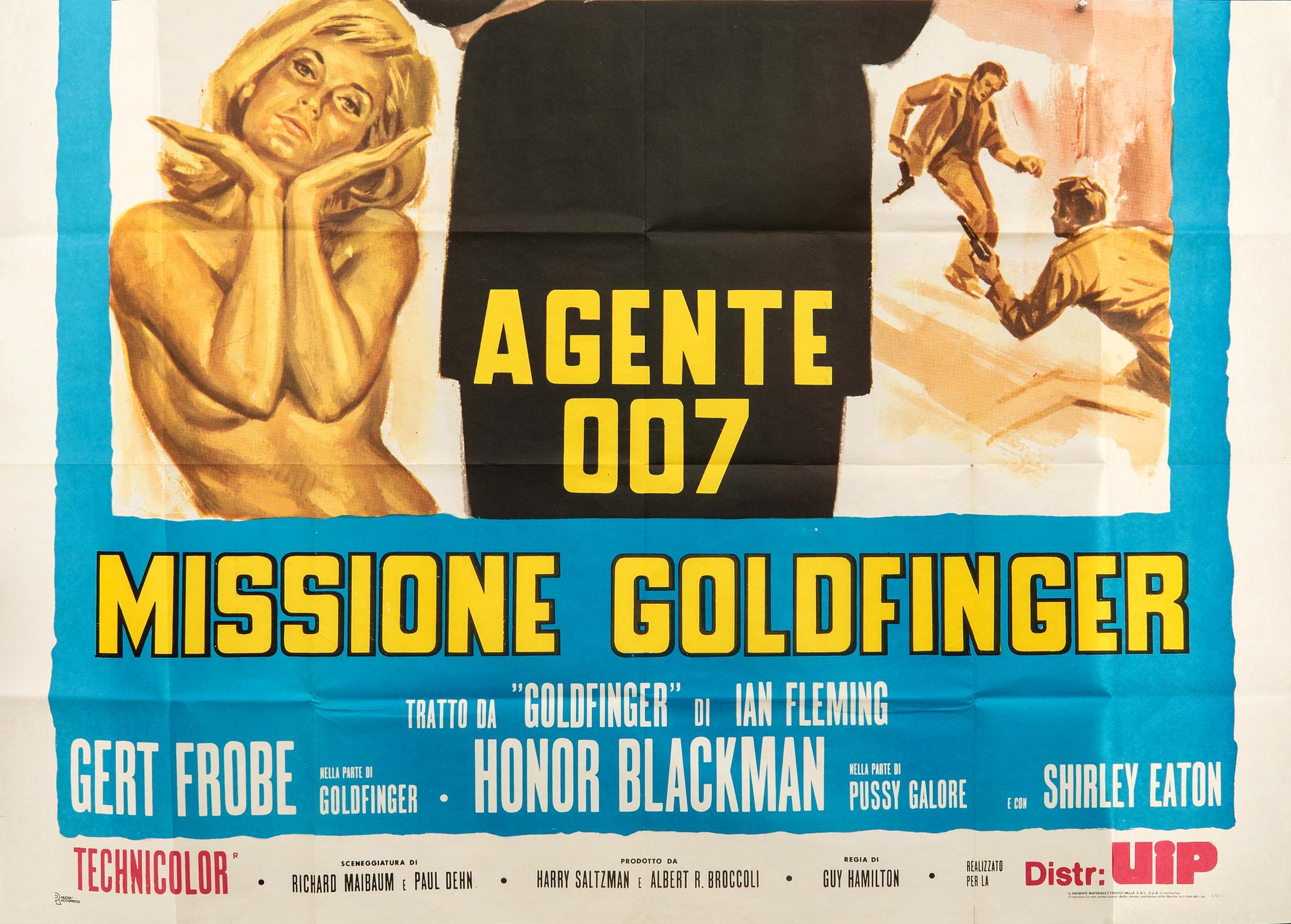 Filmaffisch, två delar, James Bond "Goldfinger".