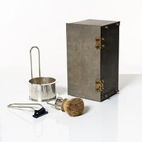 Mats Eskils, a sterling silver 3-piece shaving set in accompanying metal case, Stockholm 1995.
