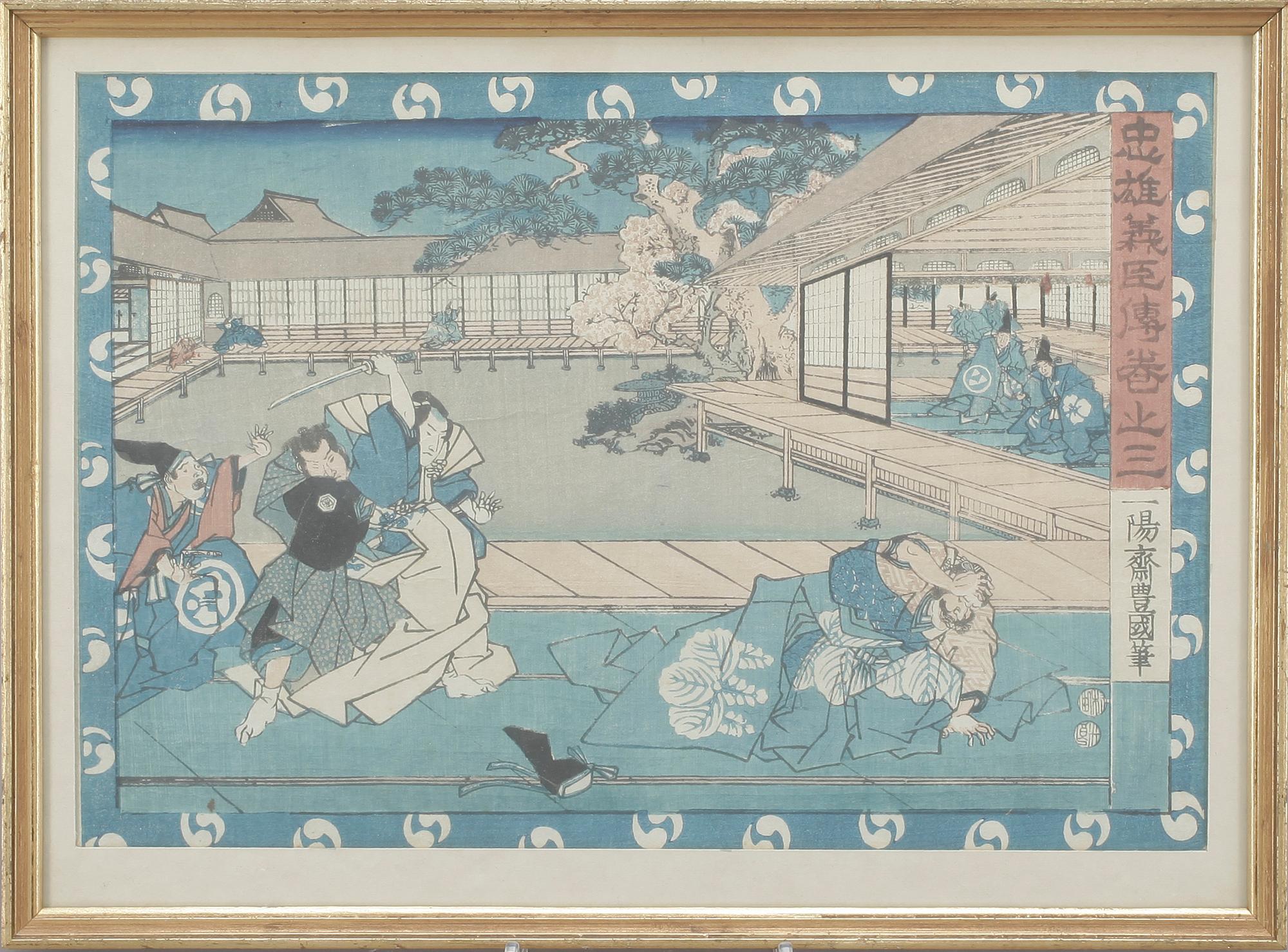 JAPANSKA TRÄSNITT, 3 st, Utagawa Kunisada samt Kuniyoshi.
