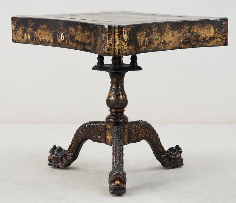 A lacquer games table. Qing dynasty, 19th Century.