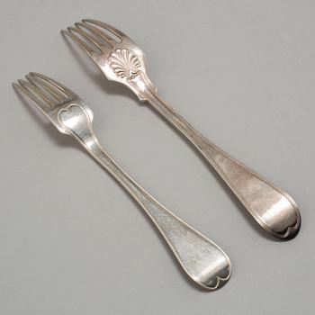 GAFFLAR, 12+3 st, silver 1800-talets mitt.