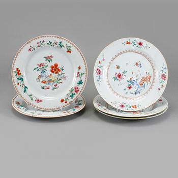 TALLRIKAR, 2+3 st, porslin, Kina, 1700-tal.