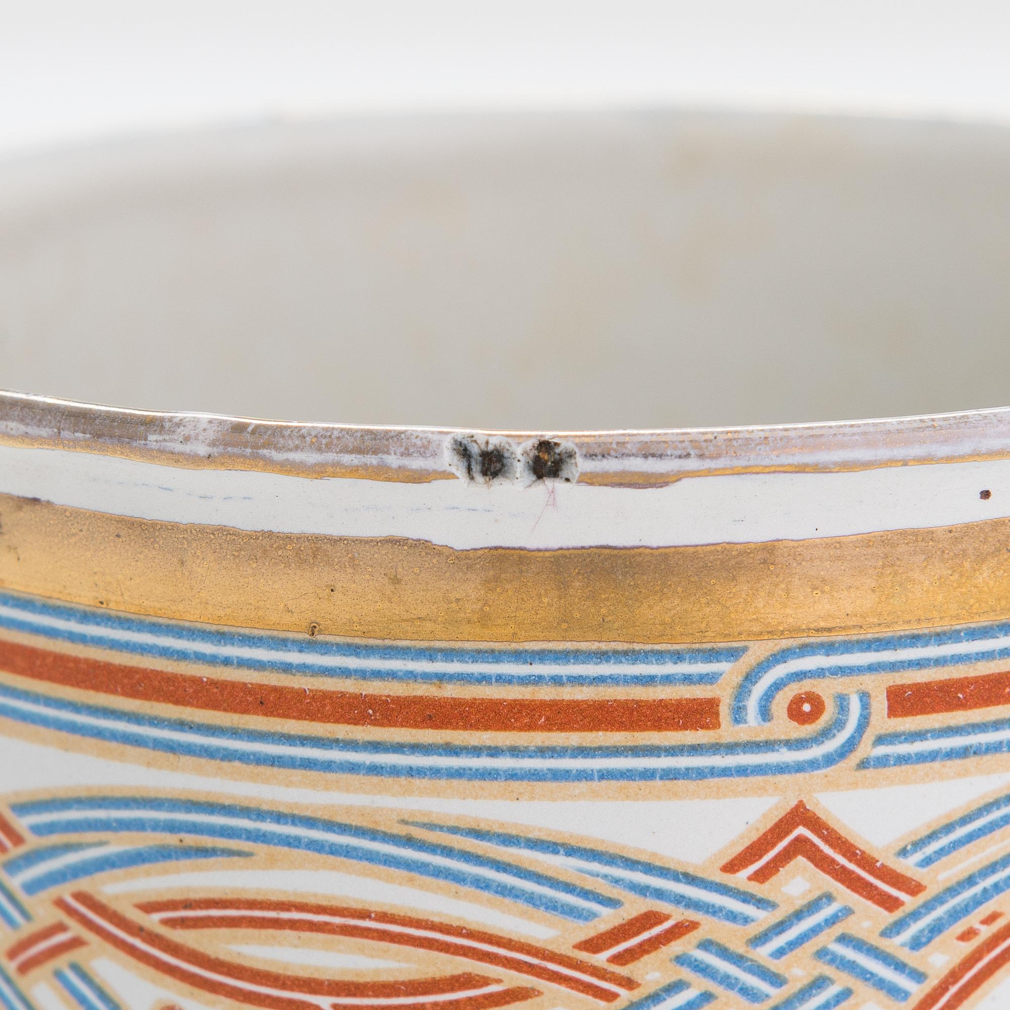 Kröningsmuggar, 2 st, emaljerad plåt, Nikolaj II:s kröning, Ryssland 1896.