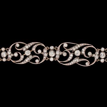1280. An antique cut diamond tiara/bracelet, late 19th century.