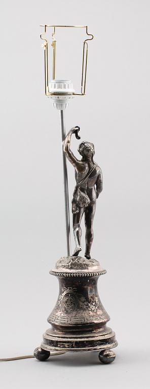BORDSLAMPA, nysilver, Palmgren, omkring år 1900.