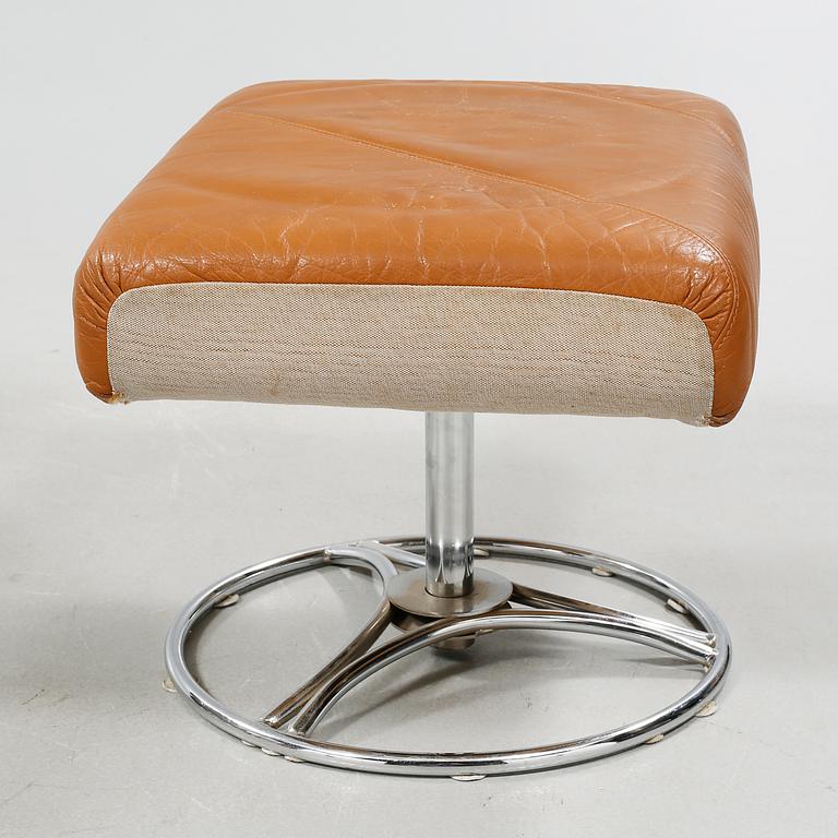 A pair of armchair and foot stools from Ikea, made in the fourth quarter of the 20th century.