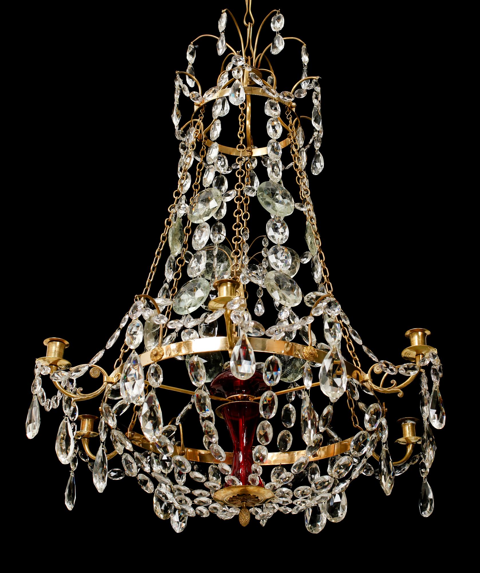 LJUSKRONA, gustaviansk stil, Hagamodell, sent 1800-tal. Höjd 90 cm.