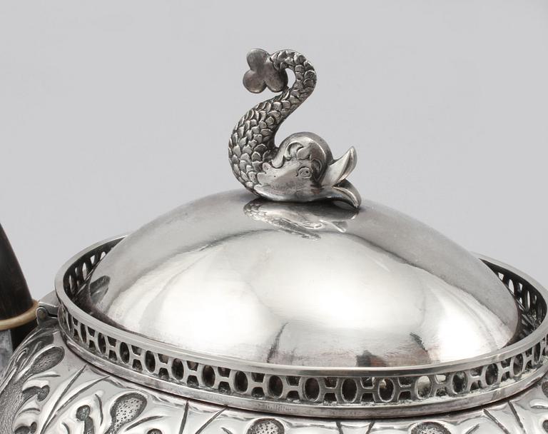 TEKANNA, nysilver, Carl Andreas Kjernås, Göteborg, omkring sekelskiftet 1900.