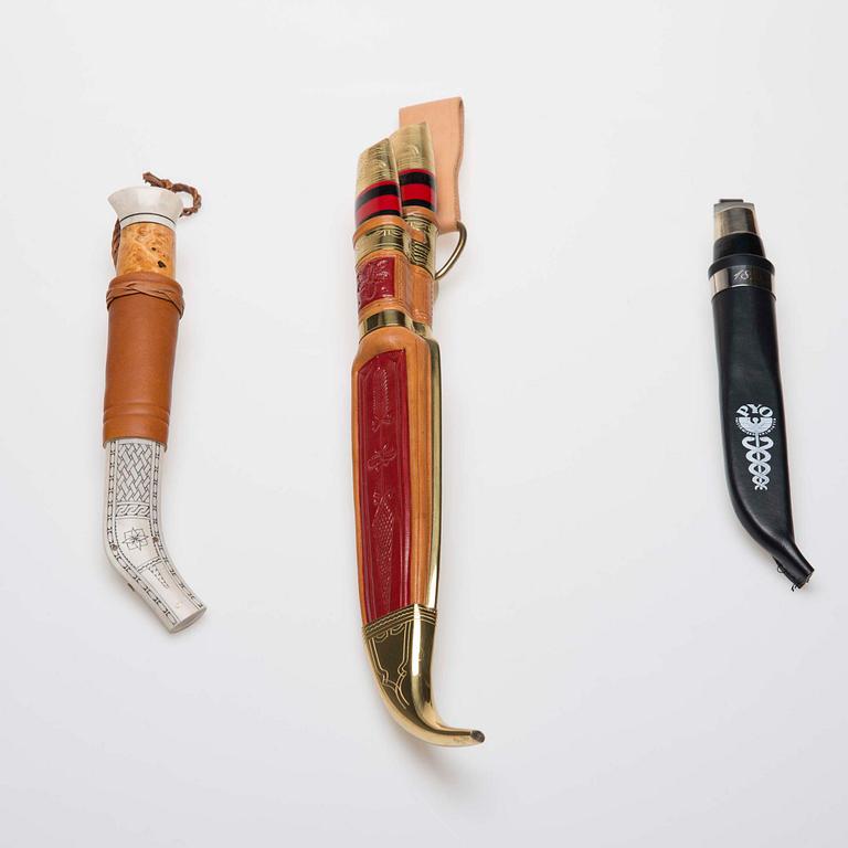PUUKKO-KNIVAR, 3 st, bl a Jorma Rannanjärvi, Ylihärmä, Iisakki Järvenpää Oy, Finland 1900-talets senare hälft.