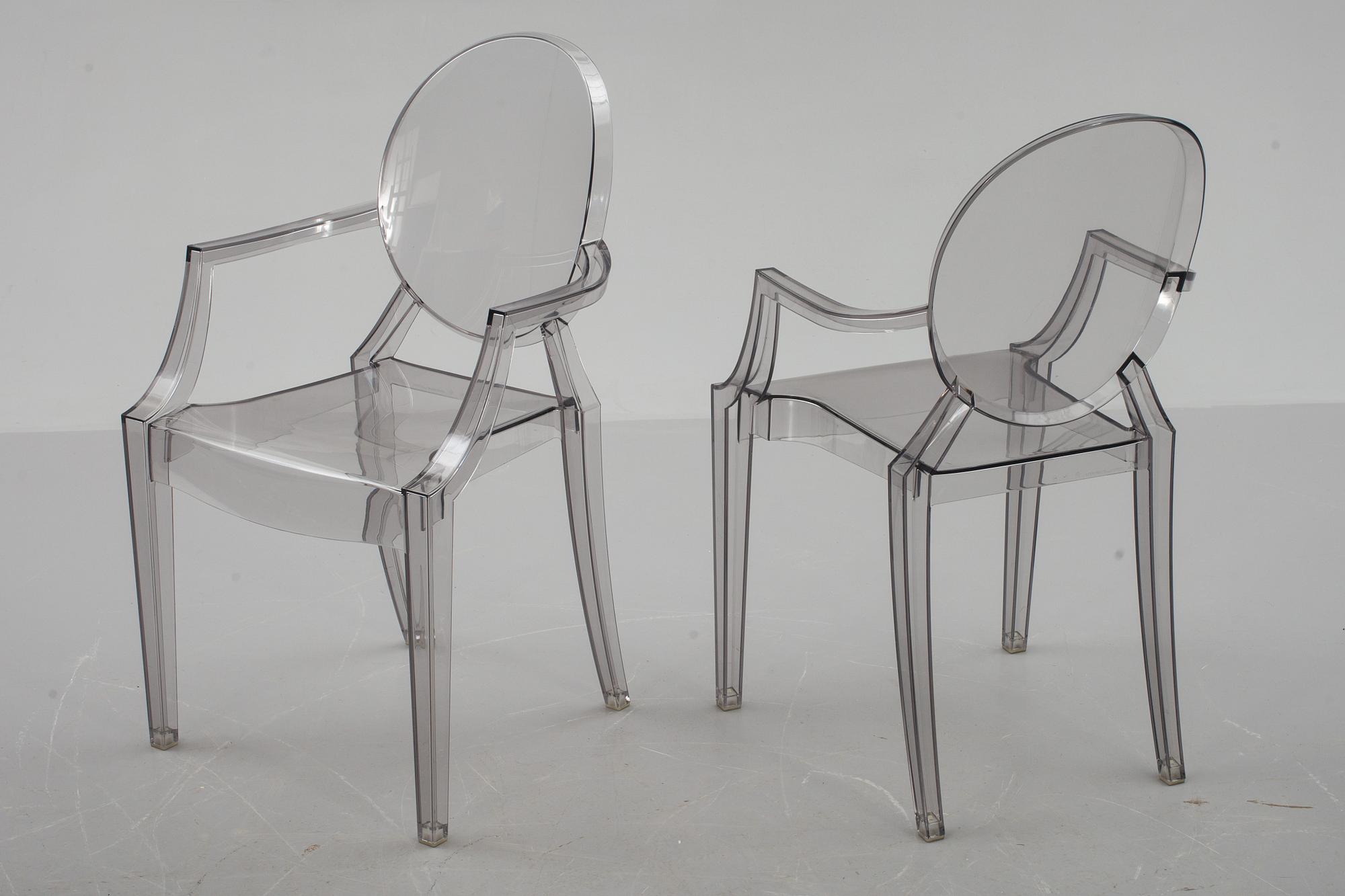KARMSTOLAR, ett par, "Louis Ghost", Philippe Starck för Kartell.