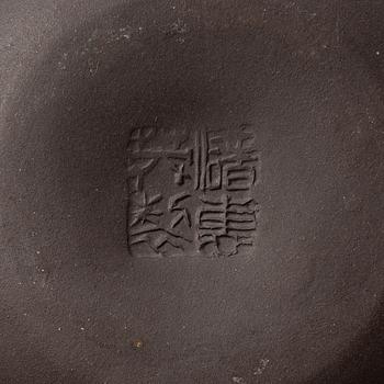 A group of four Chinese brown yixing teapots, 1980/90s.