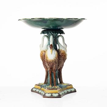 A  Swedish cream ware/maijolica center piece, Gustavsberg, 1884.