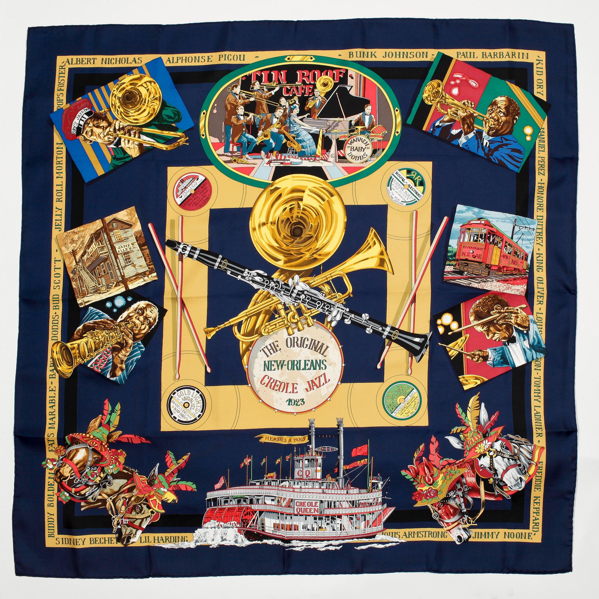 HERMÈS, a silk scarf, "New Orleans Creole Jazz".