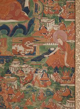 A fine thangka portraying Tsong Khapa, Tibet, 18th/early 19th century.