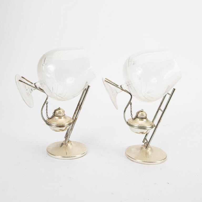 A pair of cognac glasses and warmer  20th century.